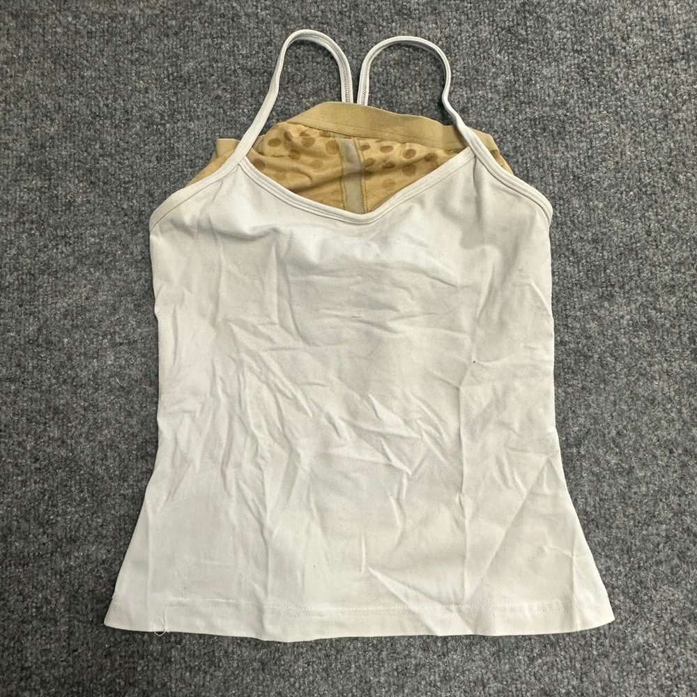 Lululemon Tank Top Womens Size 4 White Racerback Built-in Bra Athletic Yoga Cami